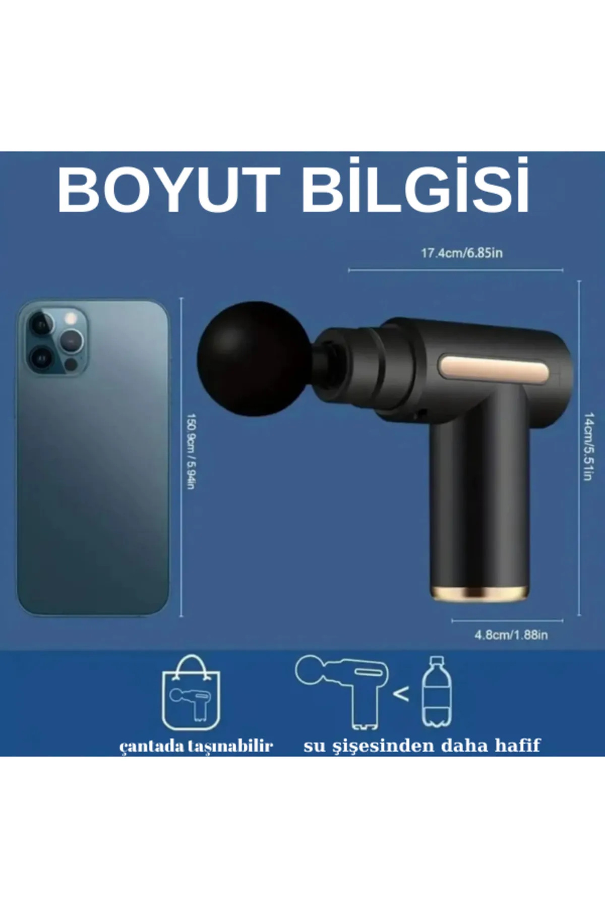 Taşınabilir Mini Masaj Tabancası Mini Masaj Aleti 4 Başlık 6 Modlu Massage Gun